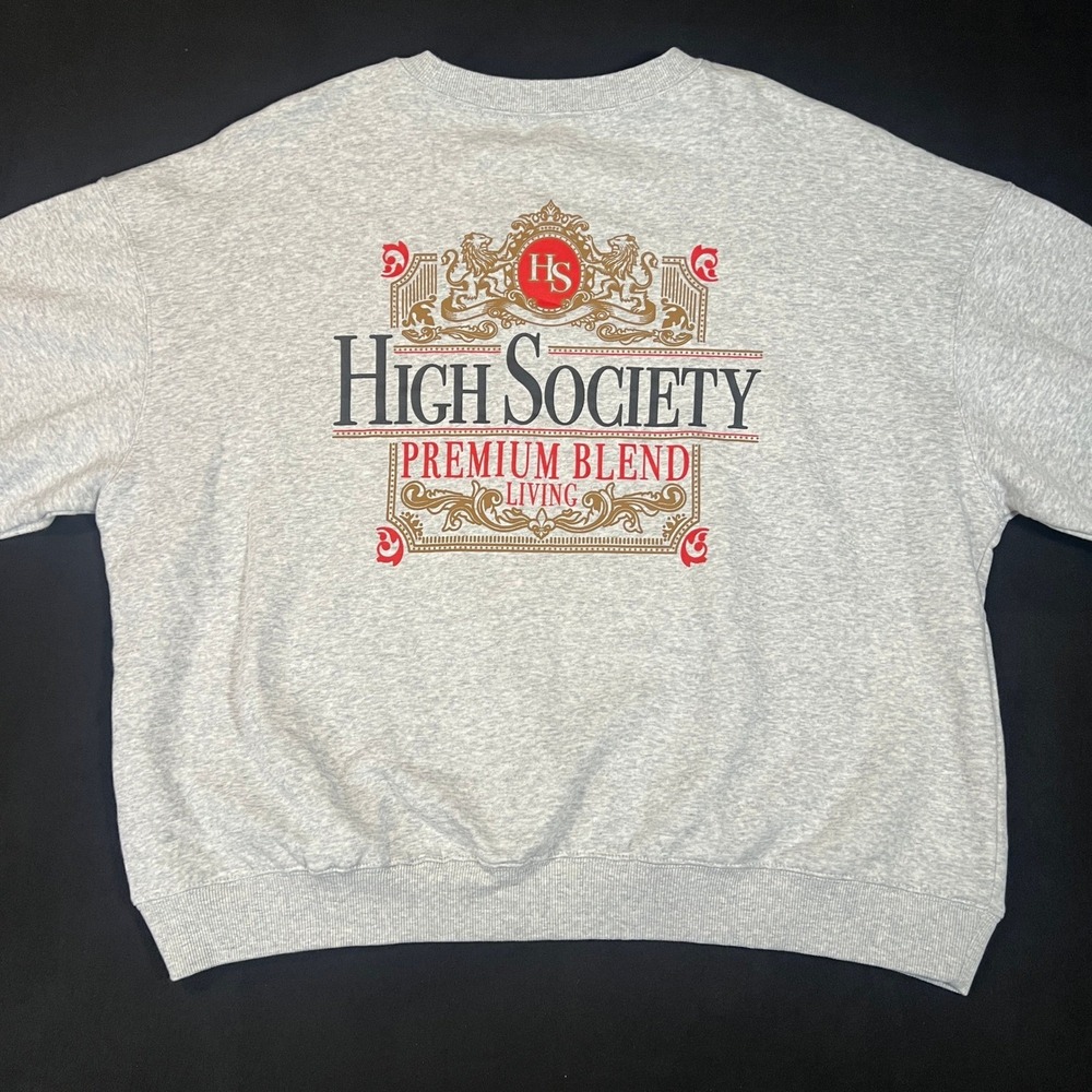 Cotton On Streetwear Graphic Sweatshirt Size XXL Gray High Society Box Fit